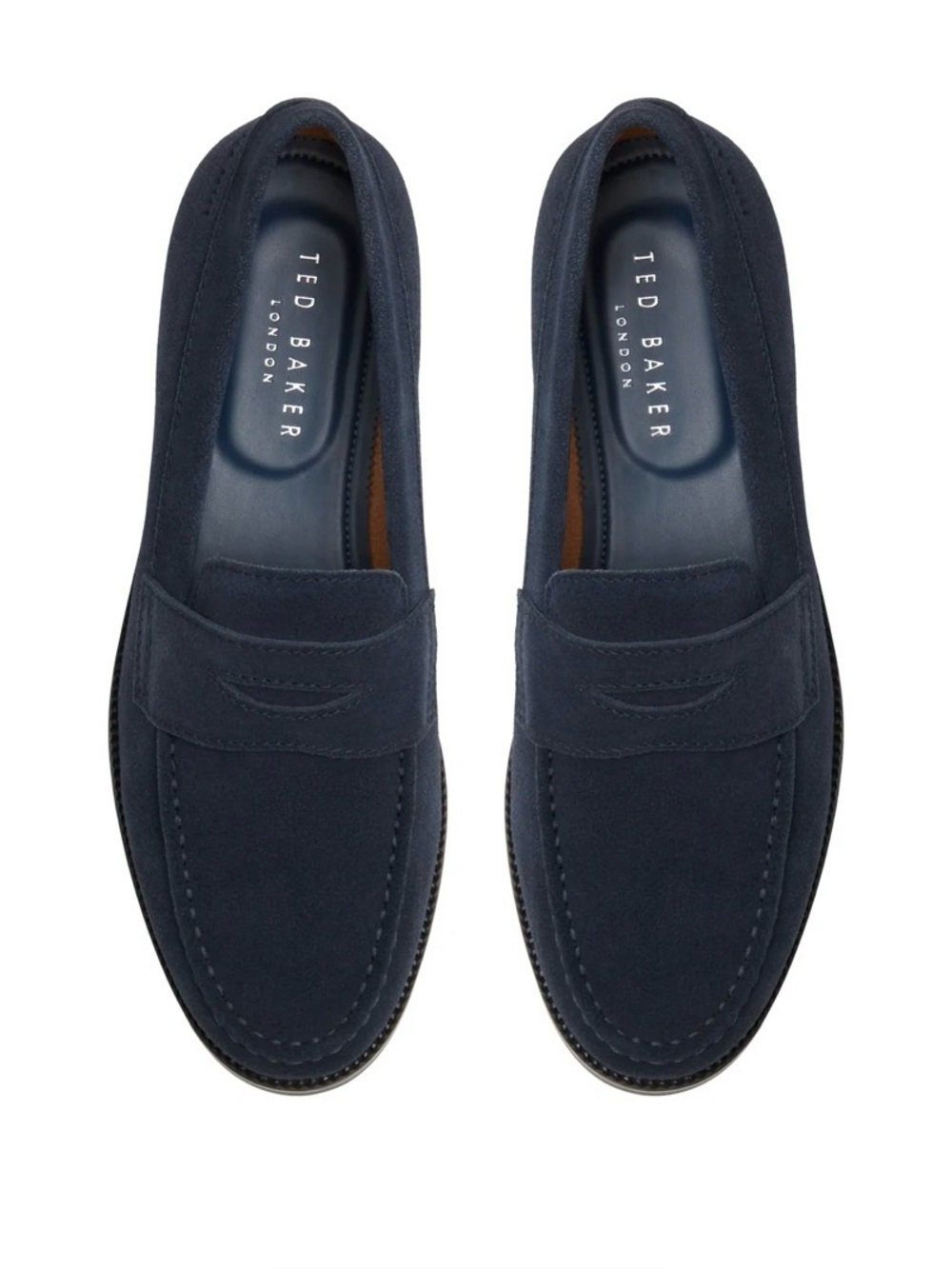 Ted Baker London Parliament Navy Suede Penny Loafers Men's 8.5 NWOT